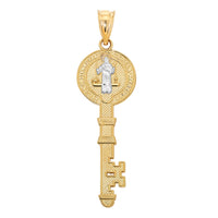 Load image into Gallery viewer, 14k Gold Saint Benedict Key Pendant
