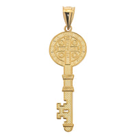 Load image into Gallery viewer, Back Side of 14k Gold Saint Benedict Key Pendant
