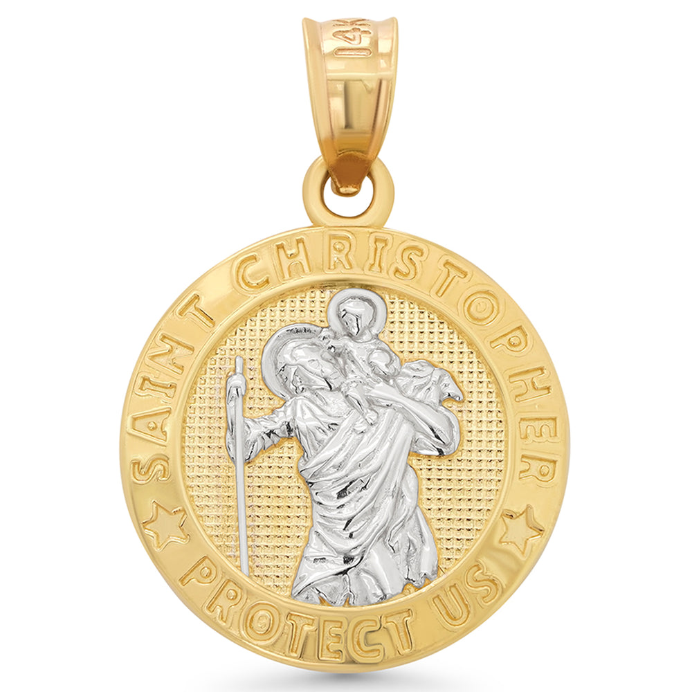14k Gold Saint Christopher Medallion Pendant