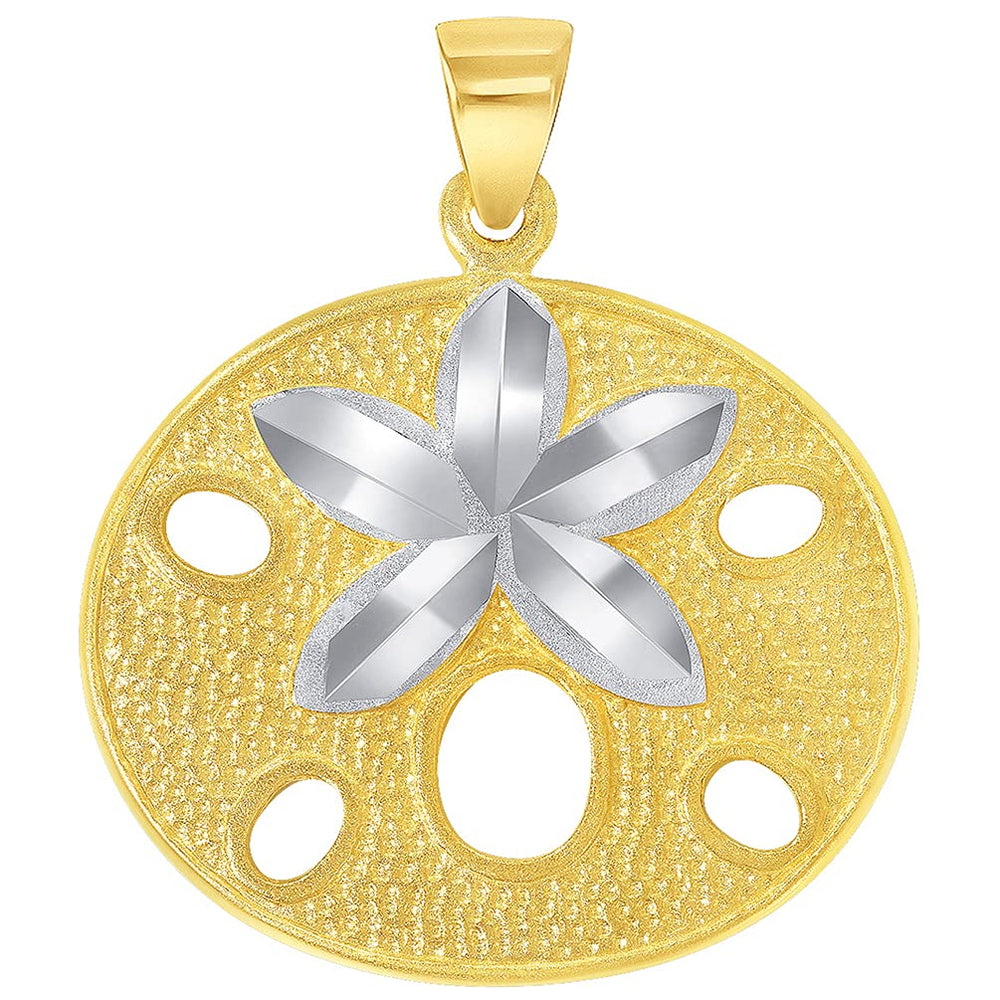 14k Gold Sand Dollar Sea Star Shell Pendant