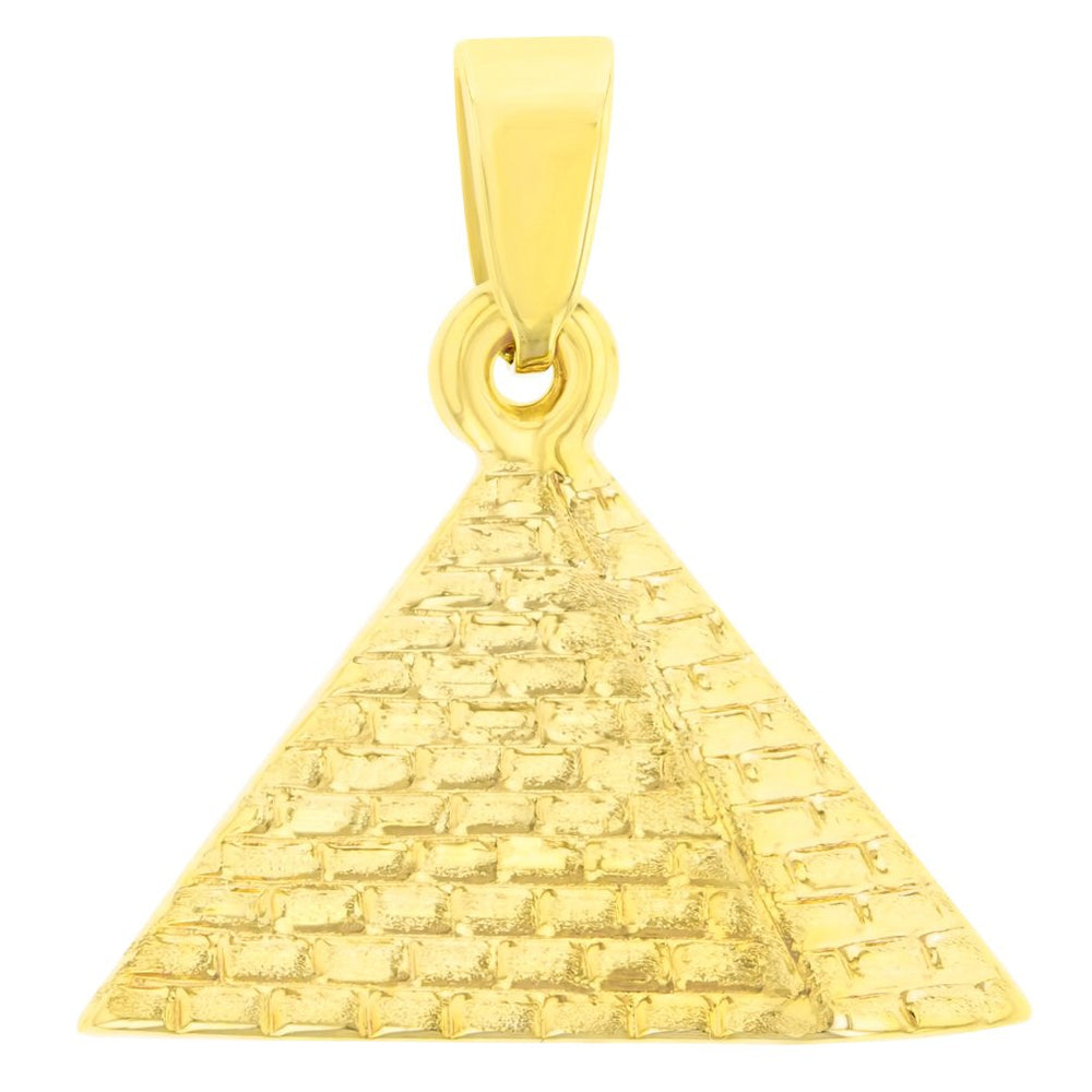 14K Gold Satin Egyptian 2D Pyramid Pendant
