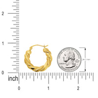Load image into Gallery viewer, Size Measurement of 14k Gold Satin Puffed Twisted Hoop Earrings
