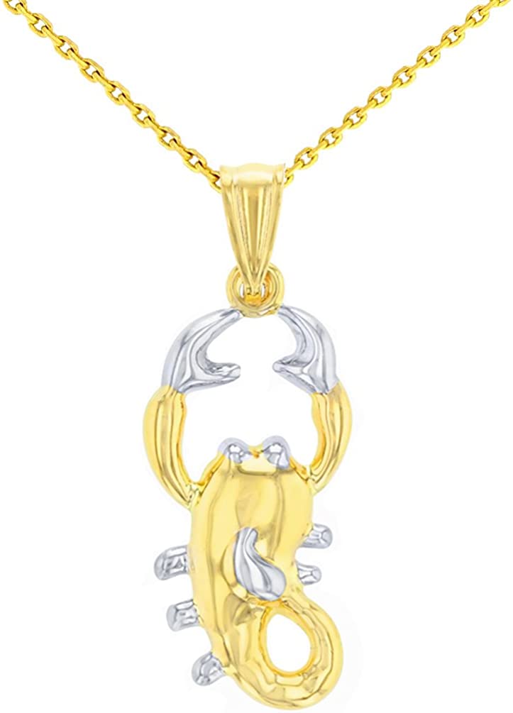 14K Gold Scorpio Zodiac Sign Charm with Cable Necklace