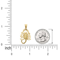Load image into Gallery viewer, Solid 14k Yellow Gold Textured Scorpion Charm Scorpio Zodiac Pendant with Satin and Diamond-Cut, 1 Inch Height
