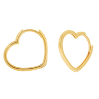 Load image into Gallery viewer, 14K Gold Sideways Heart Huggie Hoop Earrings
