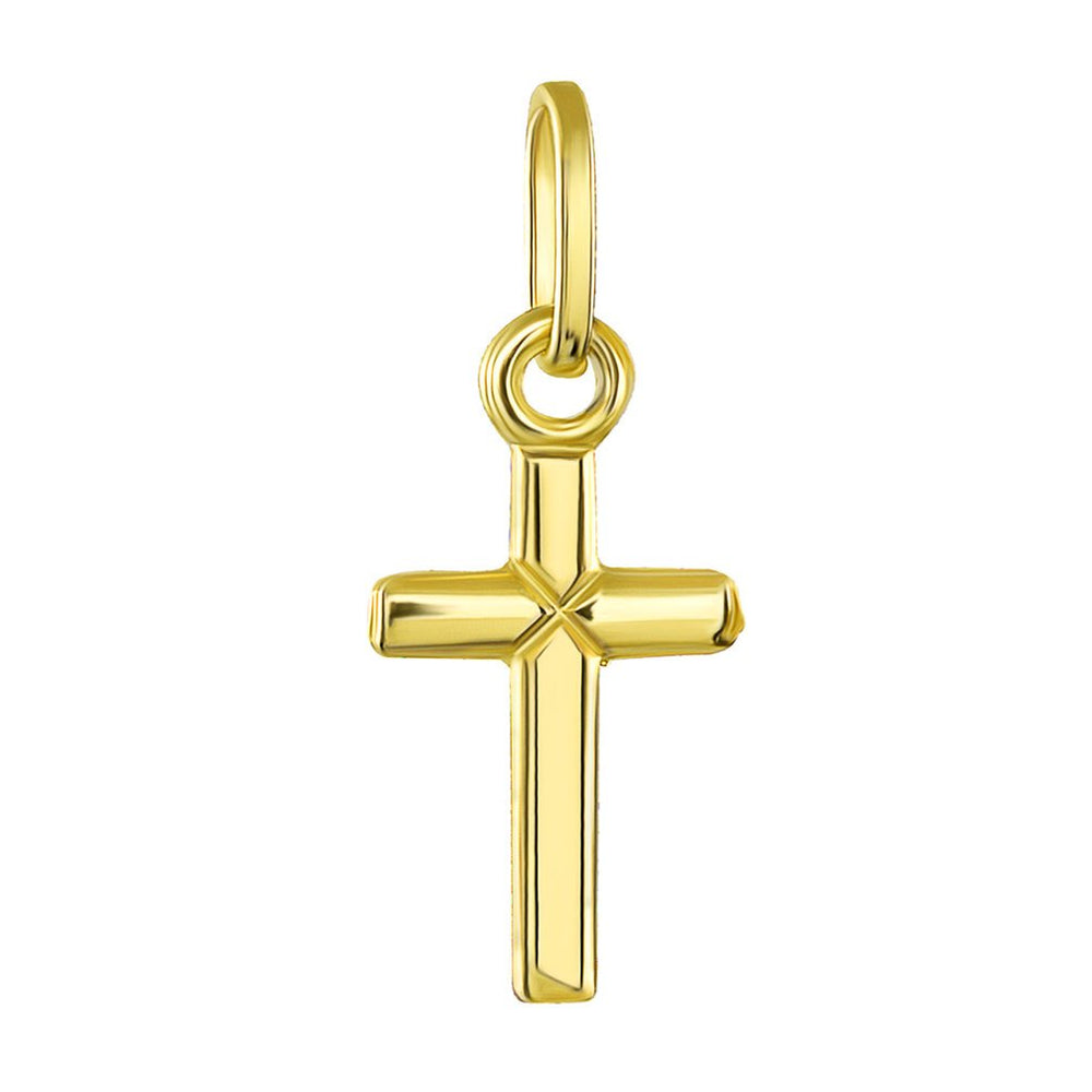 14K Gold Simple Classic Tiny Cross Charm Pendant