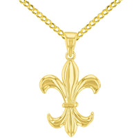 Load image into Gallery viewer, 14K Gold Simple Fleur de Lis Pendant Necklace
