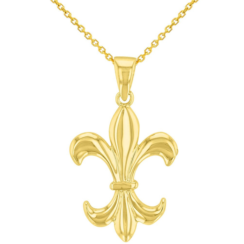 14K Gold Simple Fleur de Lis Pendant Necklace