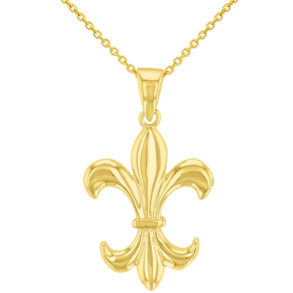 14K Gold Simple Fleur de Lis Pendant Necklace