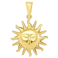 Load image into Gallery viewer, 14k Gold Sixteen Rays Sun Face Pendant Necklace
