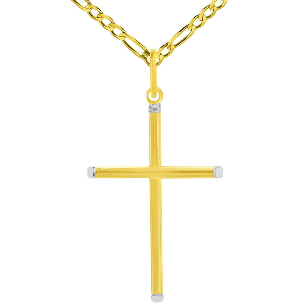14k Gold Slender Plain Cross Pendant Necklace
