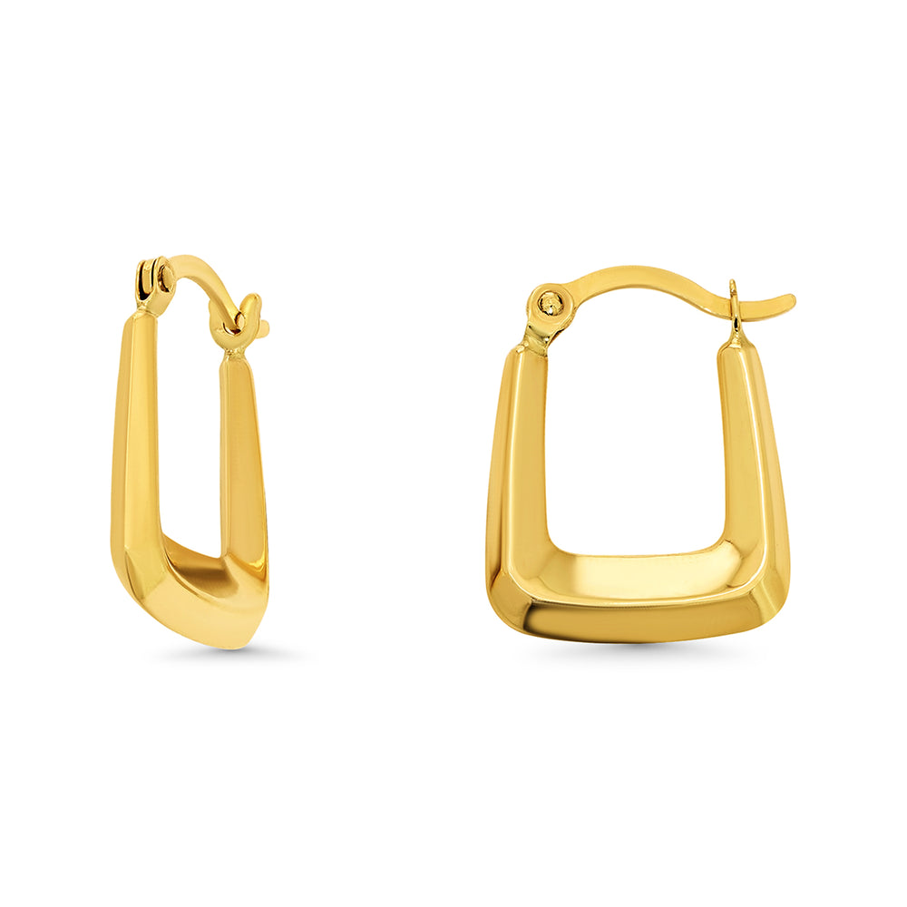 14k Gold Small Latch Back Square Hoop Earrings