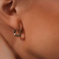 Load image into Gallery viewer, 14k Gold Small Latch Back Square Hoop Earrings
