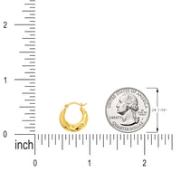 Load image into Gallery viewer, Size Measurement of 14k Gold Small Puffy Twisted Hoop Earrings
