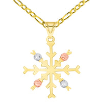 Load image into Gallery viewer, 14k Gold Snowflake with Beads Pendant Necklace
