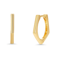 Load image into Gallery viewer, 14k Gold Solid Hexagon Shaped Huggie Earrings
