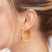 Load image into Gallery viewer, 14k Gold Square Hoop Earrings with Latch Back
