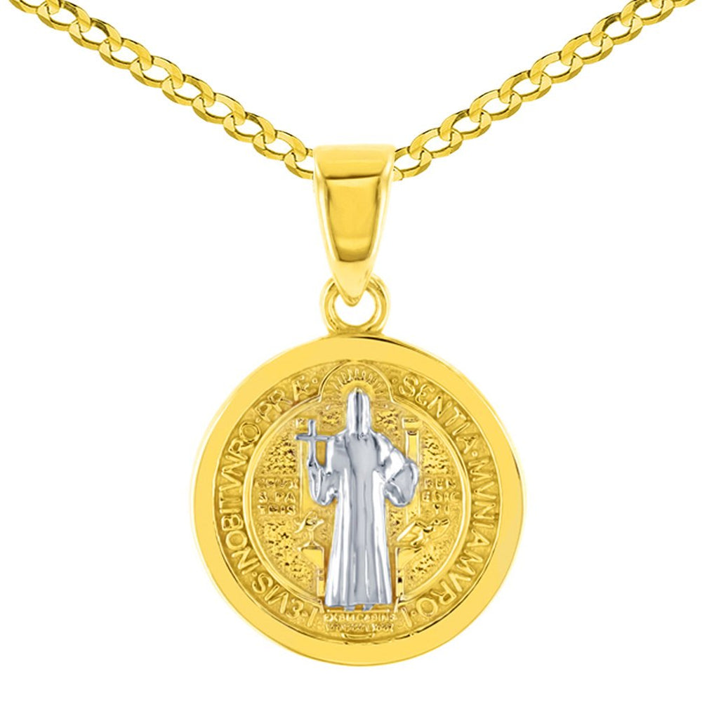 14K Gold St Benedict Medal Charm Saint Pendant