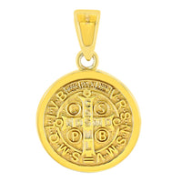Load image into Gallery viewer, 14K Gold St Benedict Medal Charm Saint Pendant
