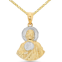 Load image into Gallery viewer, 14k Gold St. Jude Thaddeus Body Pendant with Figaro Chain Necklace
