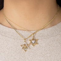 Load image into Gallery viewer, 14k Yellow Gold Hebrew Love Star of David with Heart Pendant Necklace

