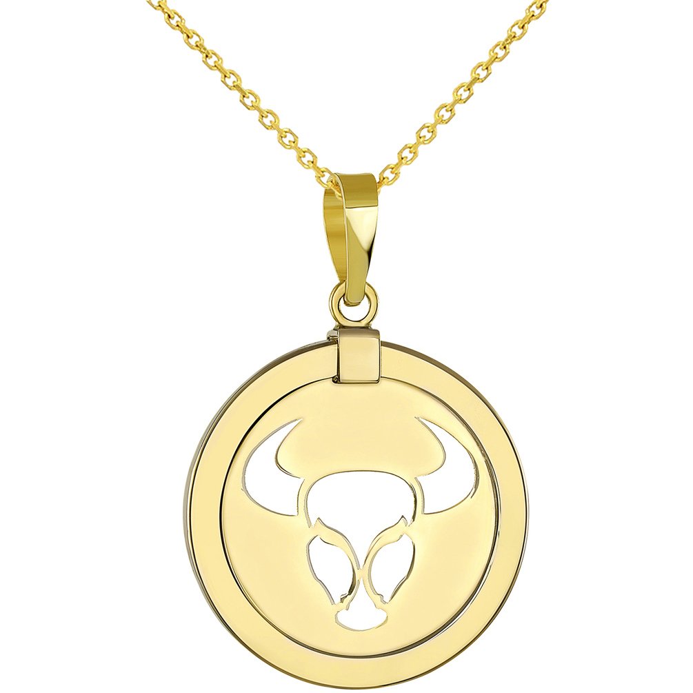 14K Gold Taurus Zodiac Sign Pendant Necklace