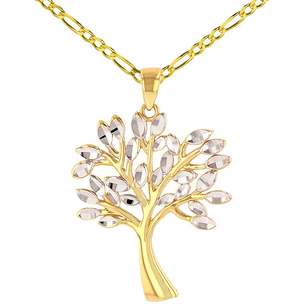 14K Gold Textured Elegant Tree of Life Pendant