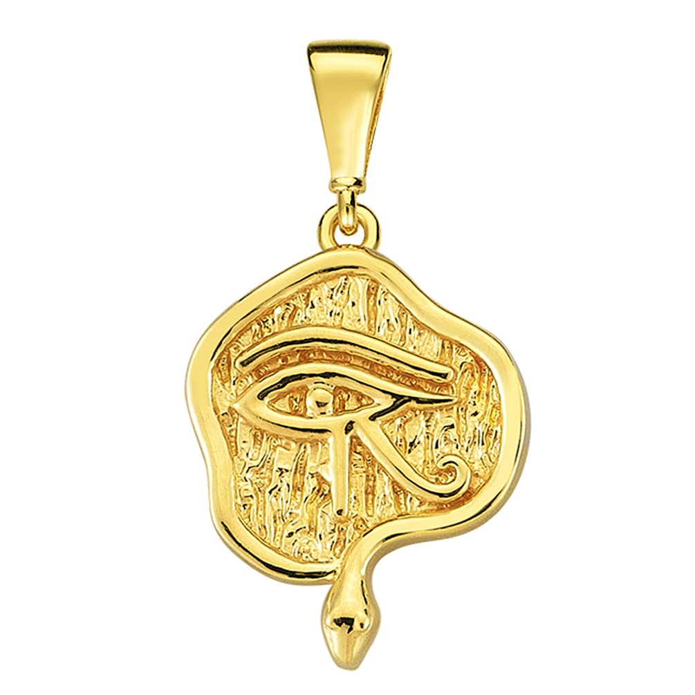 14k Gold Textured Eye of Horus Talisman Pendant
