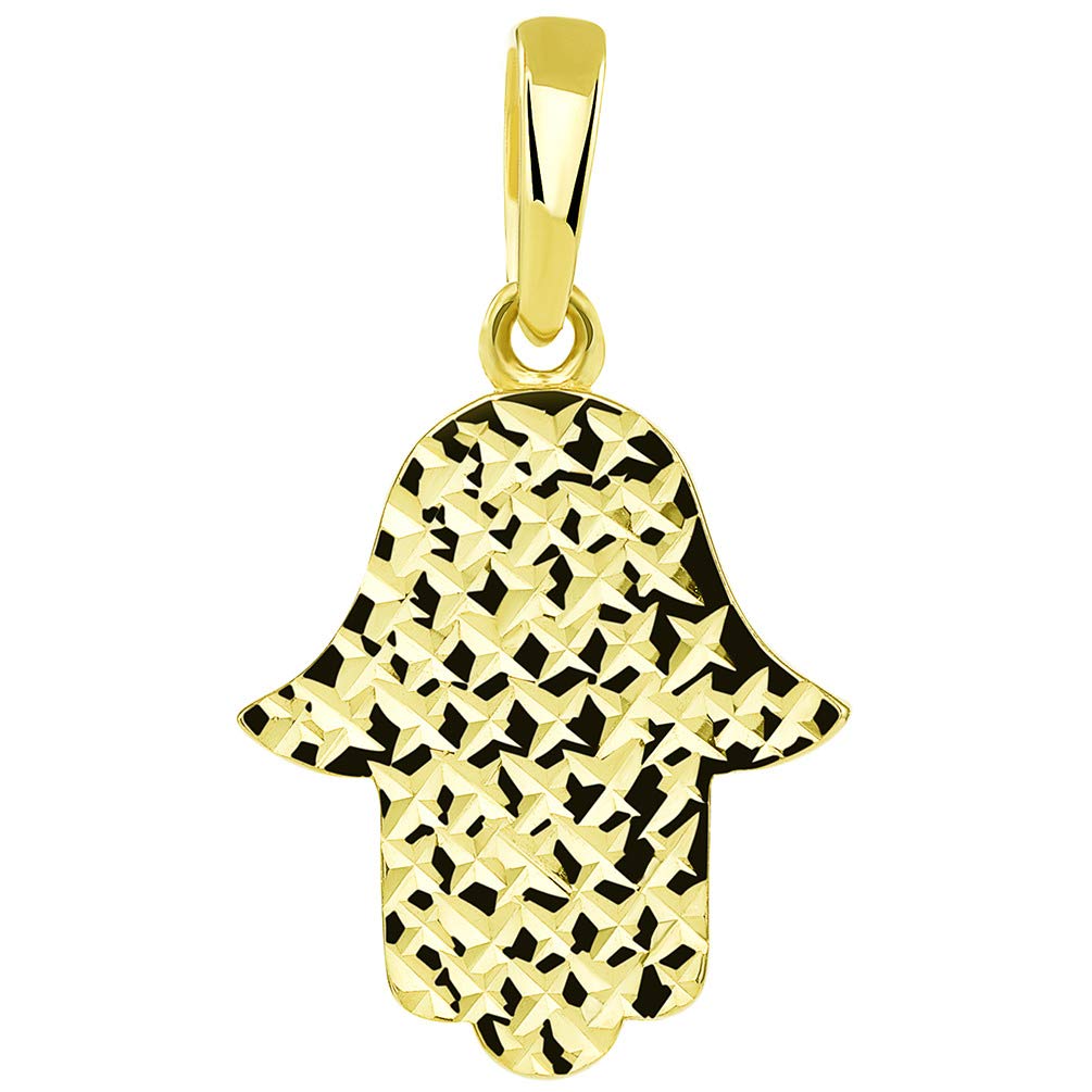 14k Gold Textured Hamsa Hand of God Pendant