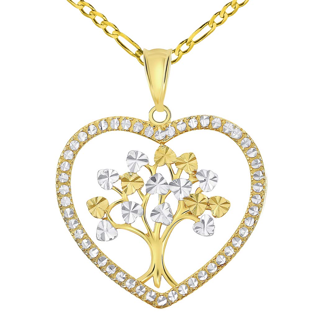 14k Gold Tree of Life Heart Pendant Necklace