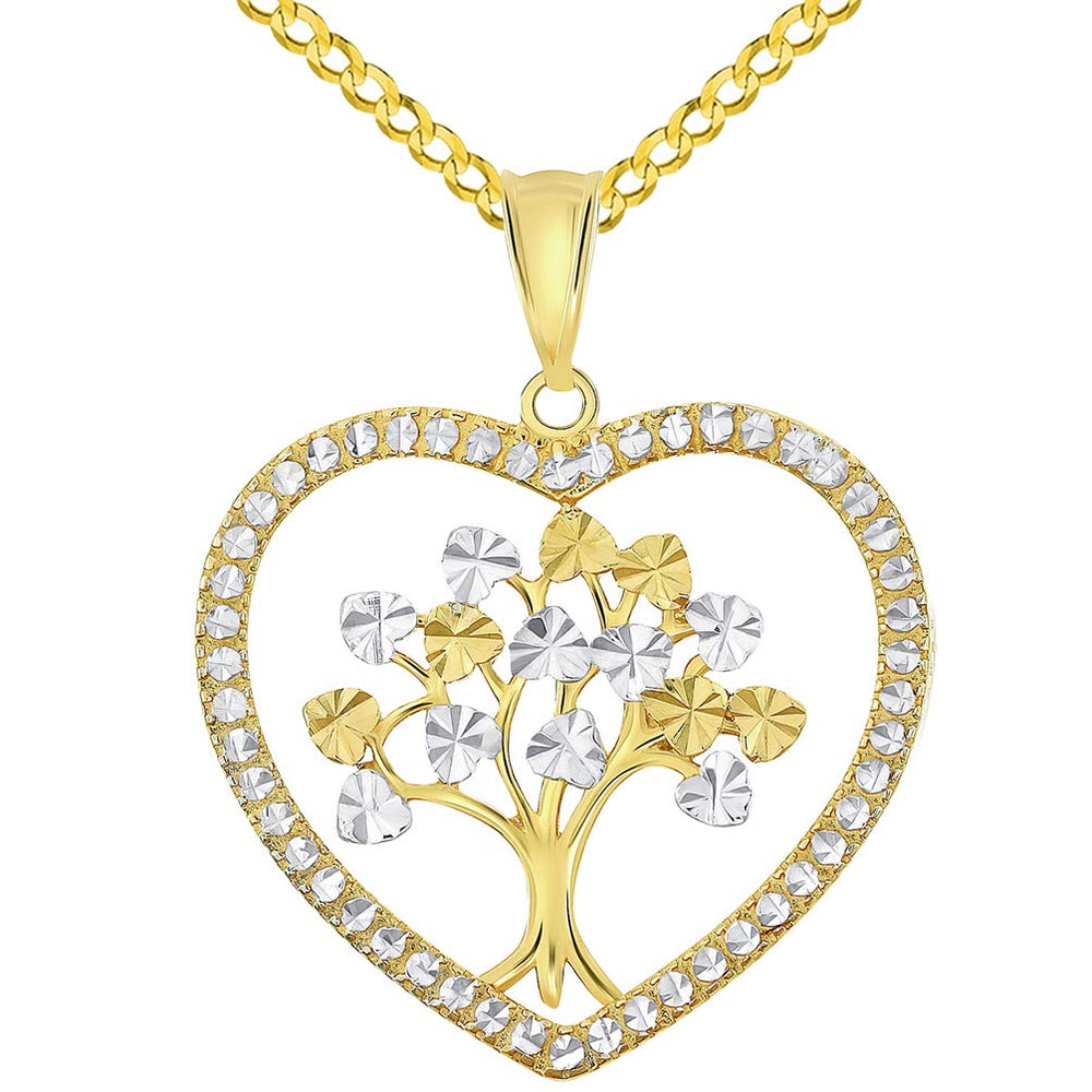 14k Gold Tree of Life Heart Pendant Necklace