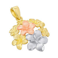 Load image into Gallery viewer, 14k Gold Tri-Tone Plumeria Flower Pendant
