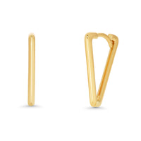 Load image into Gallery viewer, 14k Gold Triangle V Shaped Huggie Earrings
