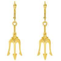 Load image into Gallery viewer, 14k Gold Trident Sword Dangling Drop Earrings
