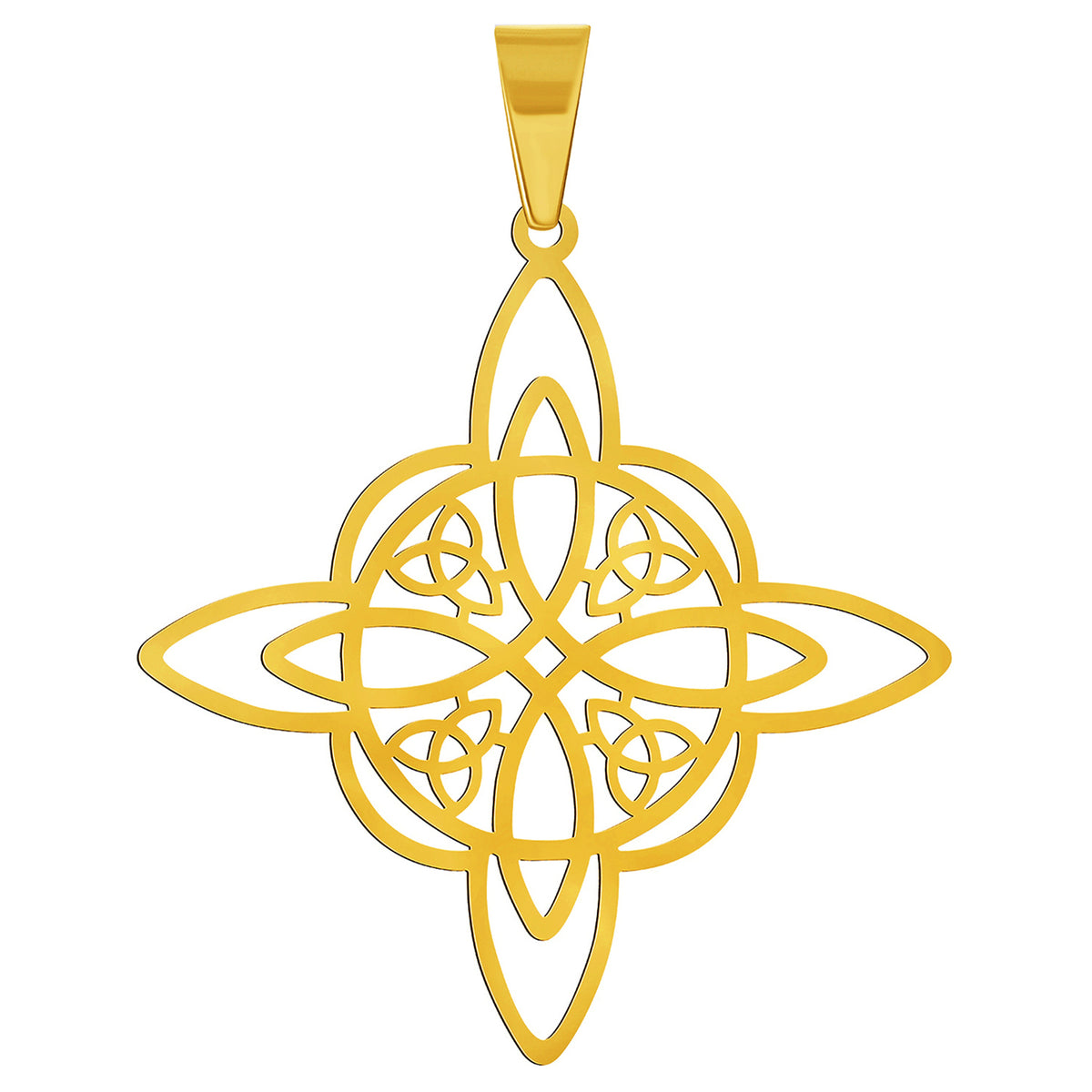 14k Gold Trinity Love Knot Celtic Cross Pendant