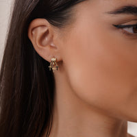 Load image into Gallery viewer, 14K Gold Triple Cross Huggie Hoop Earrings
