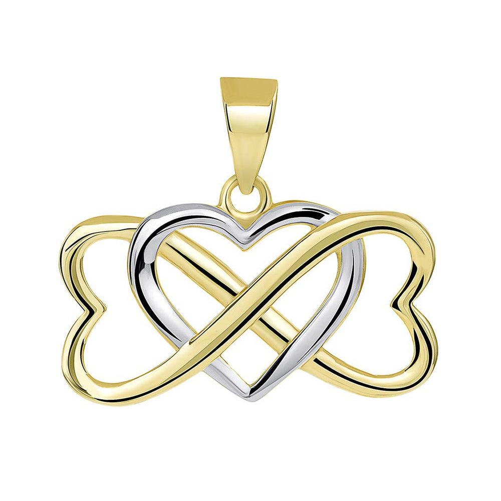 14k Gold Triple Heart Infinity Love Pendant