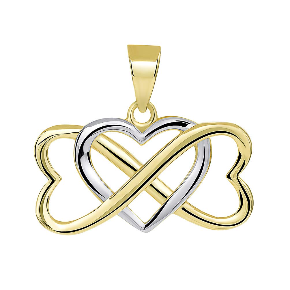 14k Gold Triple Heart Infinity Love Pendant