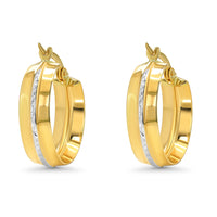 Load image into Gallery viewer, 14k Gold Two Tone Diamond Cut Flat Hoop Earrings
