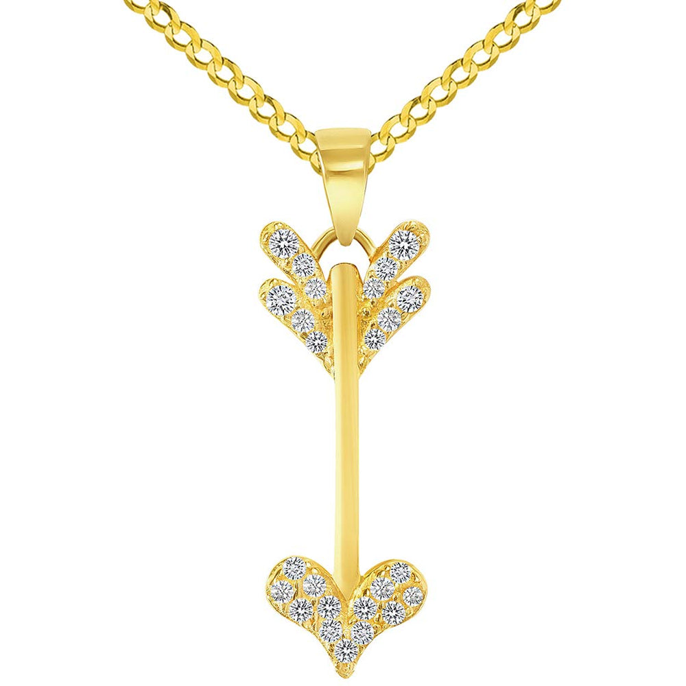 14k Gold Vertical Love Arrow Pendant Necklace