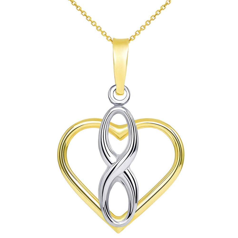 14k Gold Vertical Open Heart Pendant Necklace