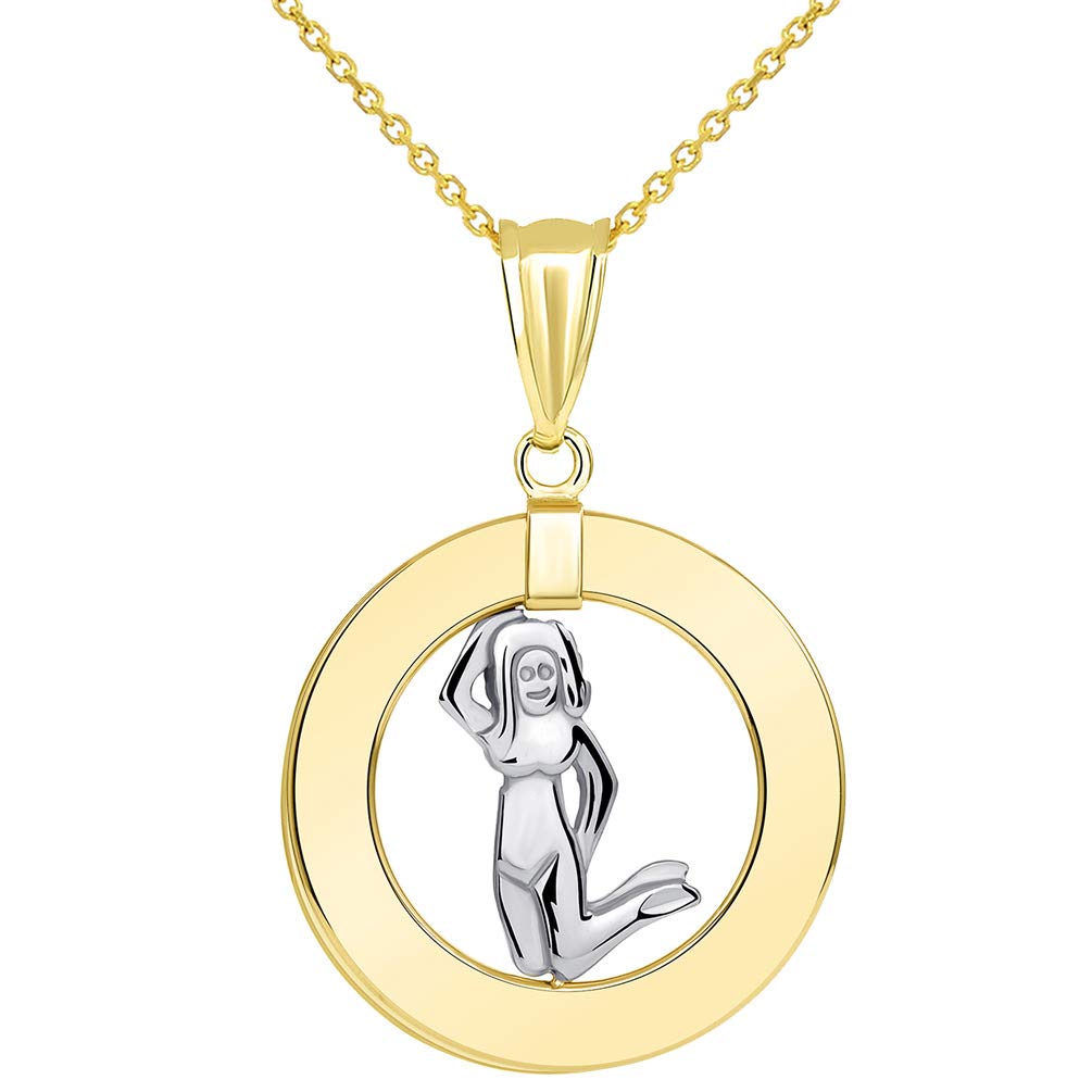 14k Gold Virgo Zodiac Sign Pendant Necklace