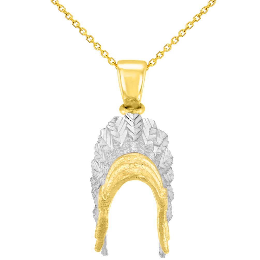 14K Gold War Bonnets Native American Pendant