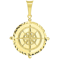 Load image into Gallery viewer, 14k Gold Well Detailed Classic Compass Pendant
