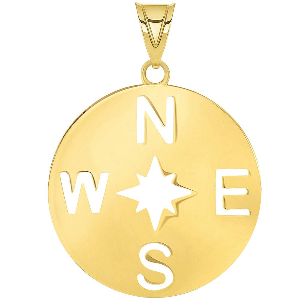 14k Gold Wind North Star Compass Rose Pendant
