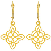 Load image into Gallery viewer, 14k Gold Witch Knot Cross Dangle Drop Earrings
