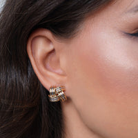 Load image into Gallery viewer, A girl worn 14k Gold Woven Love Knot Earrings - French Back
