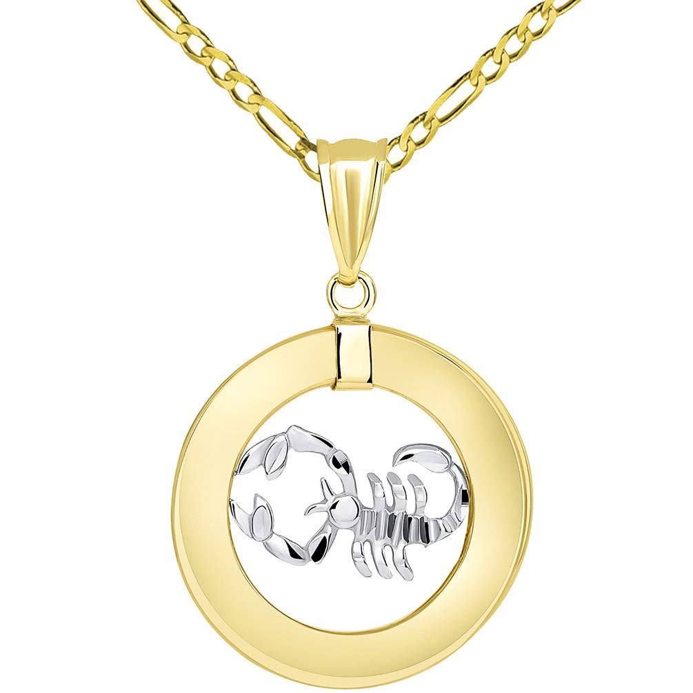 14k Gold Zodiac Pendant with Figaro Necklace
