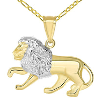 Load image into Gallery viewer, 14K Lion Pendant Leo Zodiac Sign Figaro Chain 
