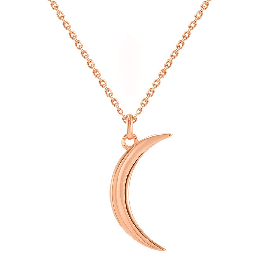 14k Rose Gold Crescent Moon Pendant Necklace